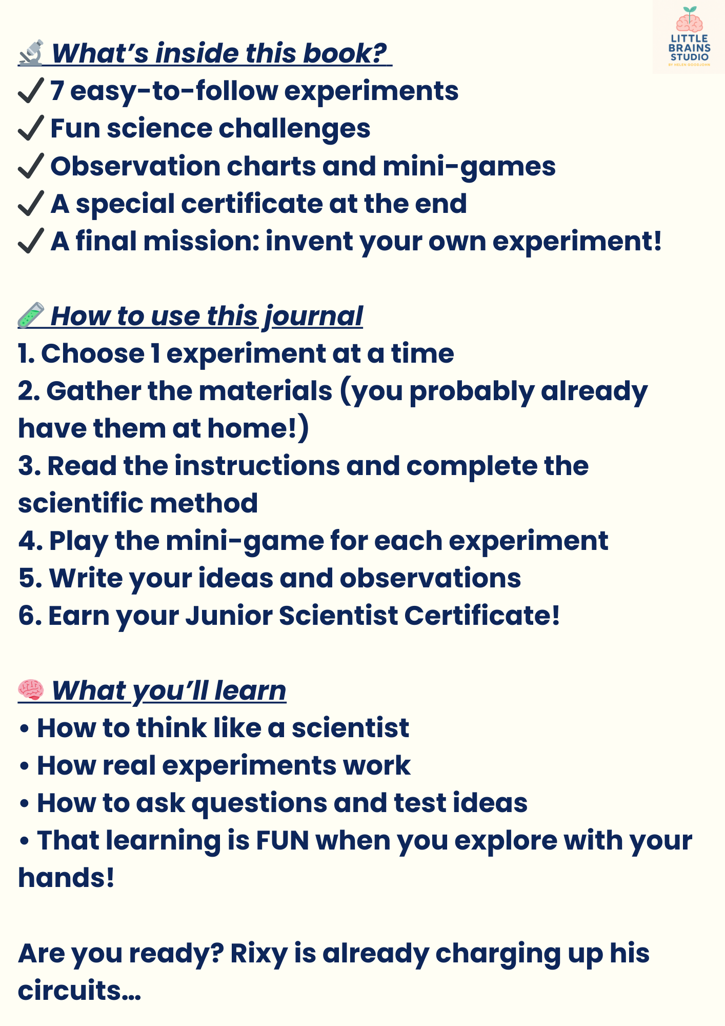🔬 Little Geniuses Club – 7 mind blowing STEM Quests Journal - Mission: Science Lab